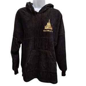 Walt Disney World 50th Anniversary Corduroy Black Gold Hoodie Spirit Jersey XS